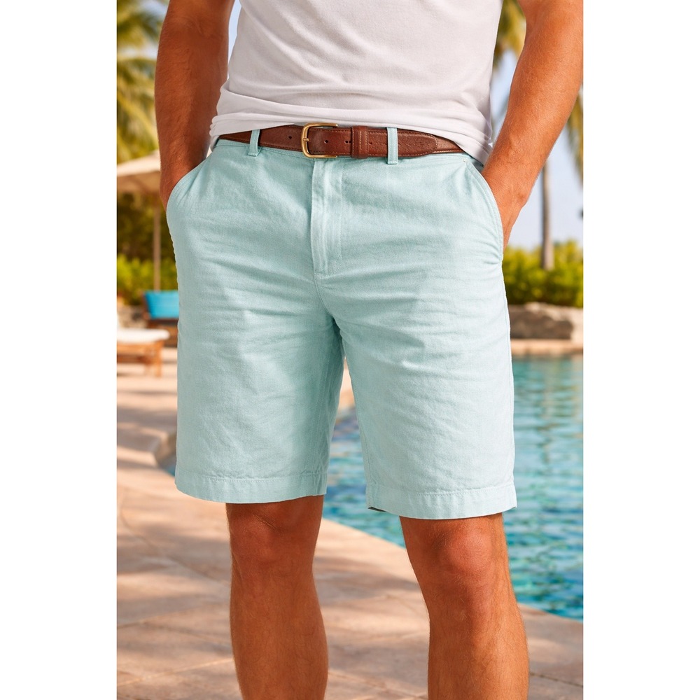 Polo Ralph Lauren Linen Shorts Mens 34 Mint Green Classic Fit 9 Inch Inseam